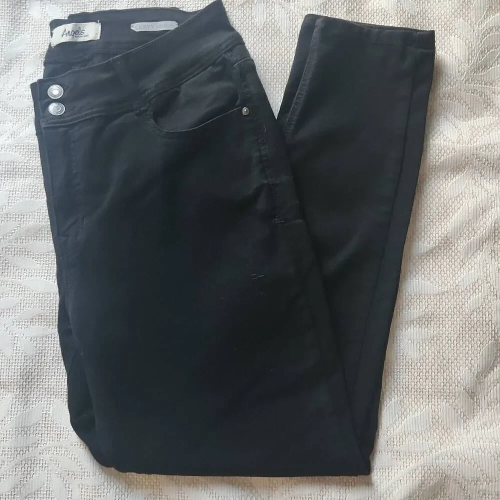 P9  Angels Forever Young black casual curvy skinny pants - Picture 2 of 7